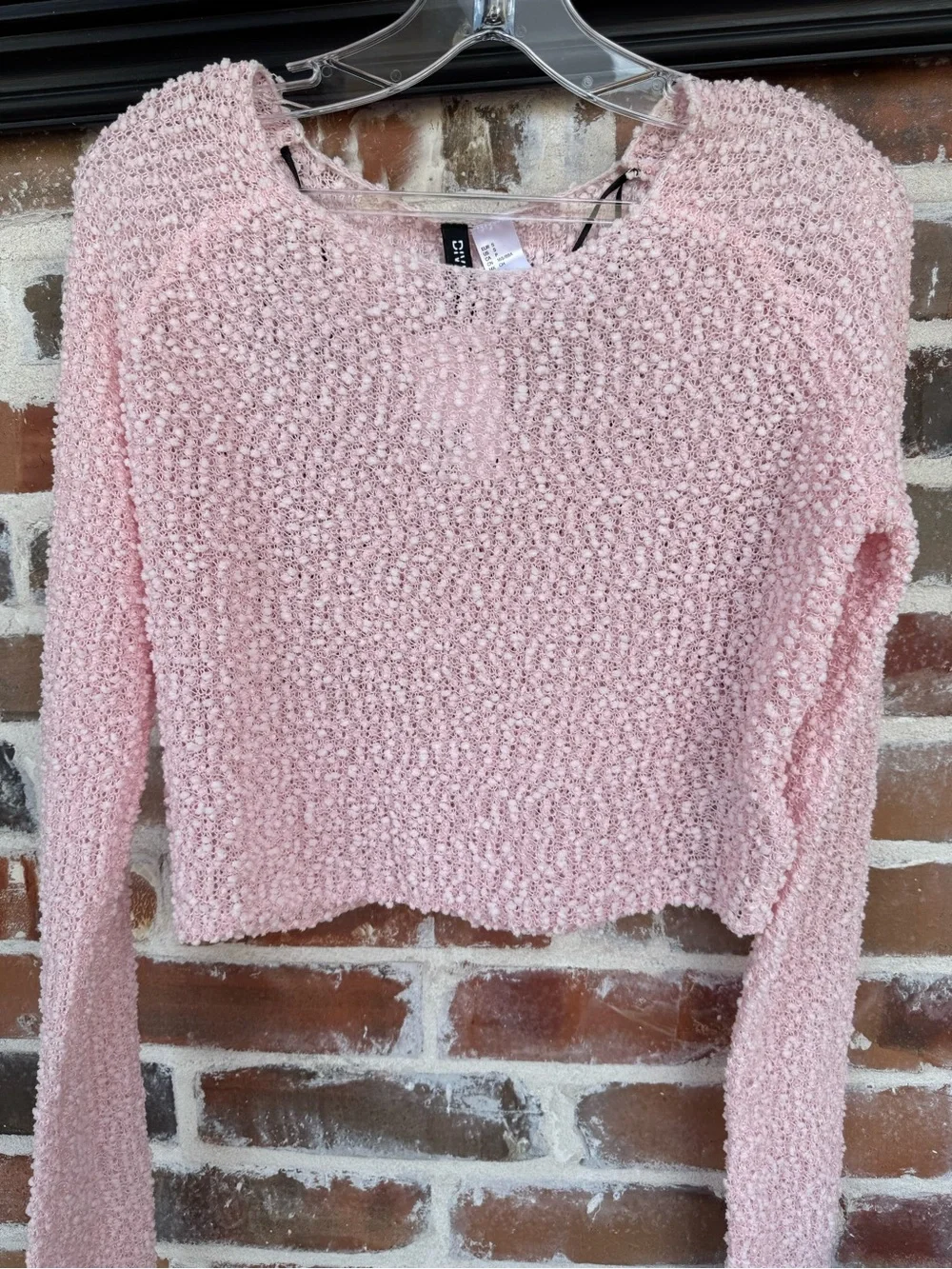 H&M Pink Chenille Cropped Sweater